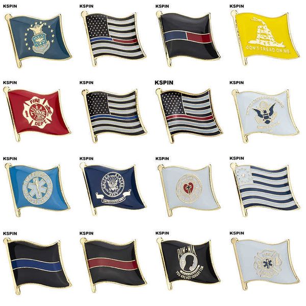 Broche de Badge de drapeau Laple, drapeau de l'armée de l'air Gadsden, service d'incendie, garde côtière EMS, marine luthérienne, mormon POW