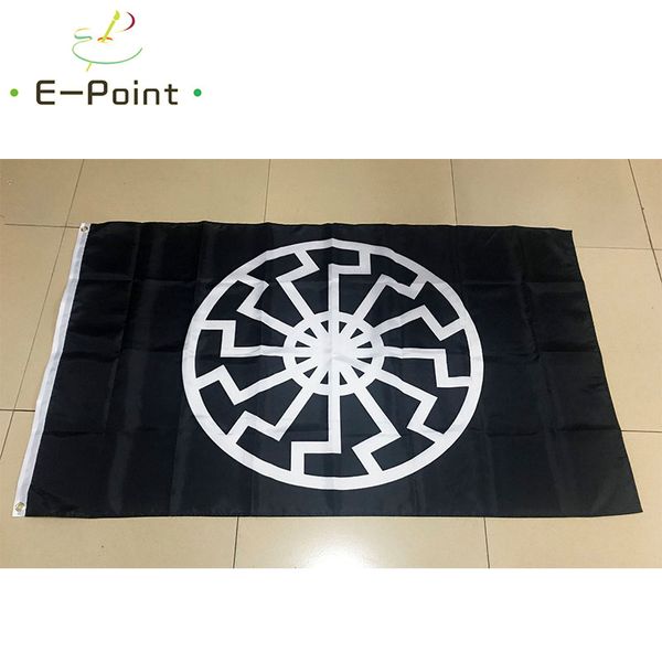 Bandera de Sol Negro 3 * 5 pies (90 cm * 150 cm) Bandera de poliéster Decoración de la bandera Bandera de jardín de casa voladora Regalos festivos