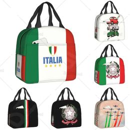 Vlag van Italië Lunch Bag Women Italiaanse patriottische Herichte koelere thermische geïsoleerde lunchbox voor werk School Picnic Food Bags 240430