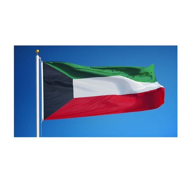 Drapeau du Koweït personnalisé 3x5ft bannière Polyester imprimé numérique intérieur extérieur de haute qualité, publicité suspendue, livraison gratuite