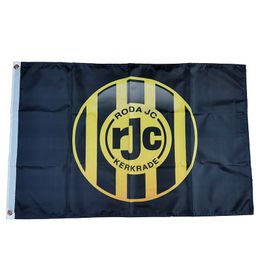 Drapeau de Pays-Bas Football Club Roda JC Kerkrade Noir 3 * 5ft (90cm * 150cm) Polyester Drapeaux Bannière Décoration Flying Home Jardin Cadeaux Festives