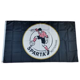 Vlag van Nederland Voetbalclub Sparta Rotterdam Zwart 3 * 5ft (90 cm * 150cm) Polyester Vlaggen Banner Decoratie Flying Home Garden Feestelijke geschenken