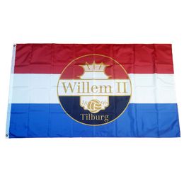 Vlag van Nederland Voetbalclub Willem II Tilburg 3 * 5ft (90cm * 150cm) Polyester Vlaggen Banner Decoratie Flying Home Garden Feestelijke geschenken
