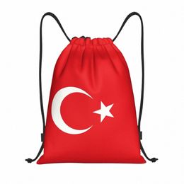 Bandera de Turquía Bolsas con cordón Hombres Mujeres Gimnasio plegable Deportes Sackpack Patriotismo Entrenamiento Almacenamiento Mochilas M5oT #