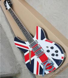Patrón de bandera 24 Trets Guitarra eléctrica con escudo blanco de diagnesto de caoba Vibrato Sistema Servicio personalizado1643091