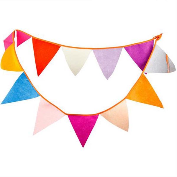 Drapeaux - 2,8 M - Bannières en tissu feutré - Décoration de banderole de mariage - Rouge bonbon - Décoration de guirlande pour fête d'anniversaire, réception-cadeau pour bébé