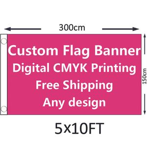 Vlaggen op maat 5x10 FT vlagbanner 150x300 cm sportfeest club cadeau digitaal bedrukt polyester reclame binnen buiten vlaggen en spandoeken