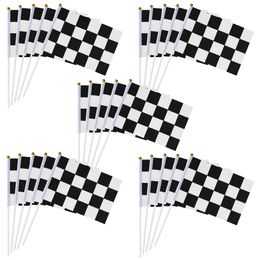 Vlaggen racen geruite feestvlag auto decoraties race benodigdheden witte zwarte verjaardagstick auto's stakken een bulk themadag