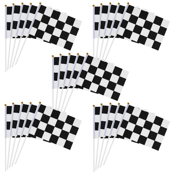 Flags Racing Checkered Party Flag Decorations de voiture Race Supplies Blanc Blanc Black Birthday Stick Cars Sticks Une journée à thème en vrac
