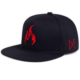 Berretto da baseball con ricamo a fiamma Snapback in cotone regolabile Uomo Donna Moda Cappellini Hip Hop Cappelli da camionista Sport Casual