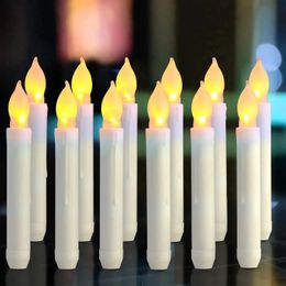 Bougies sans flammes 12 PC LED 6,9 pouces Taper de batterie pour une fête de classe Église anniversaire décor 240417
