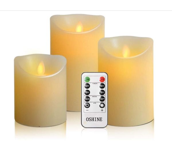 Controlador de batería de velas sin llama LED Velas de 3 piezas Conjunto de 3 piezas de 4 