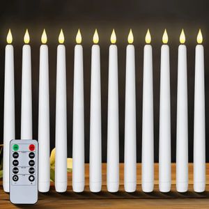 Flameless flikkerende taper kaarsen met zonder afstandsbediening timer dimmer batterij bediende kandelaars voor kersthuwelijk 240430
