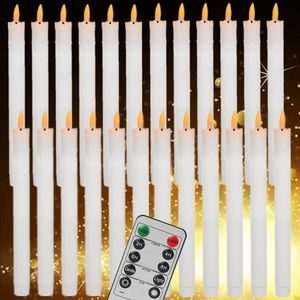 Flameless ivoor taps toelopende kaarsen flikkeren met 10Key Remote Led Warm 3d Wick Light Window Kerstmis Huis bruiloft Decor 240430