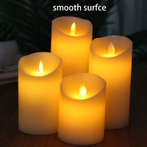 Vlamloze LED kaars lichte echte paraffine wax pilaren met realistische swing vlammen voor verjaardag / bruiloft / kerst dcor LJ201018