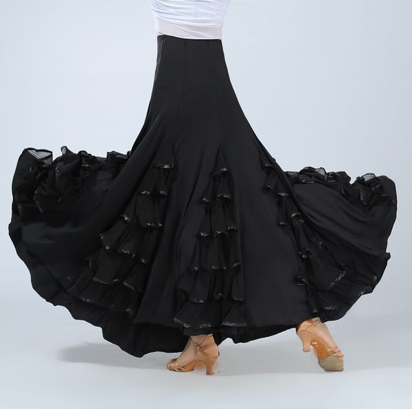 Livraison Gratuite Costume de Danse Flamenco Jupe Longue Danse de Salon Moderne Standard Valse Danseur Robe Espagne Dance Performance Tenues