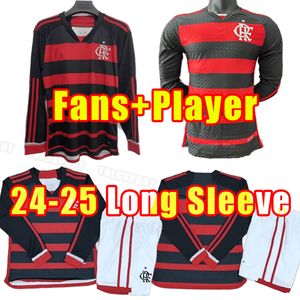 Flamengo Jerseys de football à manches longues 24 25 Diego E. Ribeiro Gabi Shirts Football Pedro de Arrascaeta Camisa Luiz 2024 2025 Men Fans Joueur Version Kids Child Adult