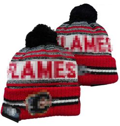 Flames Beanies Setle Bobble HS Baseball Ball Caps 2023-24 Fashion Designer Bucket H Chunky Faux Pom Beanie Christmas Sport Knit