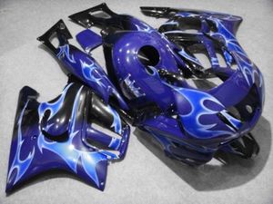 Kit de carénage flammes blanc bleu noir pour HONDA CBR600F3 97 98 CBR600 F3 CBR 600F3 cbr600, ensemble de carénages + 7 cadeaux