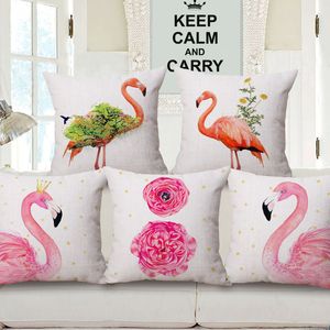 Flamingo Decoration Cushion Cover Bright Pink Tropical Print Chaise Chair Sierkussen Case Wild Animal Home Office Almofada
