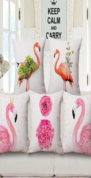 Funda de cojín con decoración de flamencos, funda de almohada con estampado tropical de color rosa brillante para silla chaise, funda de almohada con animal salvaje para oficina en casa almofada3703041