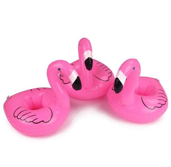 Flamant rose porte-bouteille de boisson gonflable beaux enfants nager piscine flotteurs bar sous-verres dispositifs de flottaison enfants jouet de bain