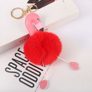 Porte-clés Flamingo Porte-clés en peluche Porte-clés en coton doux Accessoires de sac en fourrure pour femmes