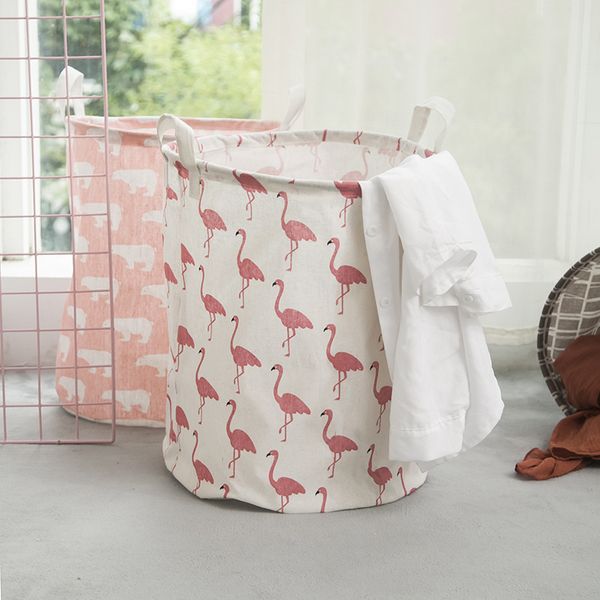 Luidry Flamingo Hamper Large Paniers à linge pliables, lin en coton étanche à chambre étanche à chambre de salle de bain dortoir 387
