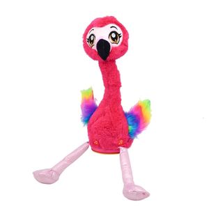Flamingo chant et danse en peluche pour la poupée répéter ce que vous avez dit et émettre des lumières colorées jouet usb charge batterie e65d 240515