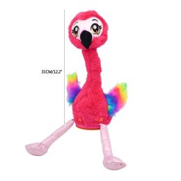 Flamingo zingen en dansen gevuld Herhaal wat je zei en stoot gekleurde lichten speelgoed USB -oplaadbatterij uit