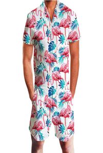 Flamingos Floral Print Rompers Men Men 3d grappige grafische Jumpsuit -heren met korte mouwen Playsuit overalls Summer Casual FZ26295940111