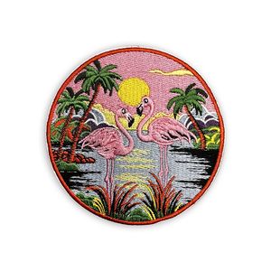 Flamingos Ferment sur des plaques brodées pour les vêtements Sunset Badge brodé