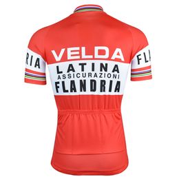 Flandria Red Bicycle Cycling Man Retro MTB Cycl Clothing Set Shirt Shirt Short Sleeve Bike Enduro Retro Jersey Suit Tripel Bib Short