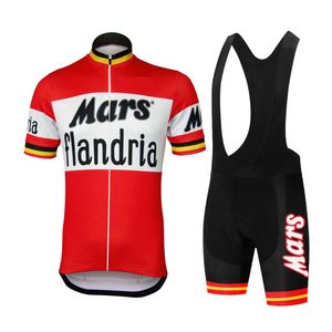 Flandria Red Bicycle Cycling Man Retro MTB Cycl Clothing Set Shirt Shirt Short Sleeve Bike Enduro Retro Jersey Pak Tripel Bib Shorts