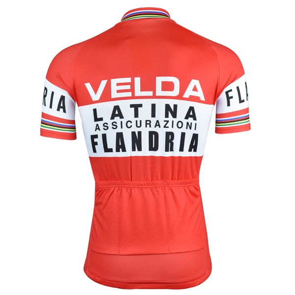 FLANDRIA RED BICYCLY CYCLING MAN RETRO MTB CYCL Vêtements Set Shirt Short à manches Bélo