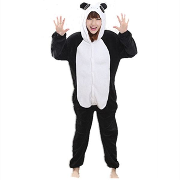 Flanelle Anime dessin animé Panda Cosplay adulte unisexe Cosplay animaux mignon Onesies animaux pyjamas Halloween pyjama ensembles animal nonopand333j