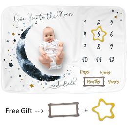 Manta de franela para bebé, 100, 75 CM, accesorios mensuales de P ography, Luna, estrellas nacidas, P o Prop 220607