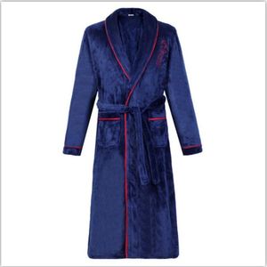 Flanel Badjas Winter Badjas Mannen 3XL Dikke Heren Gewaad Badstof Lange Mouw Effen Mannelijke Slaap Jurk Vrouwen Nachtjapon kimono Lou263E