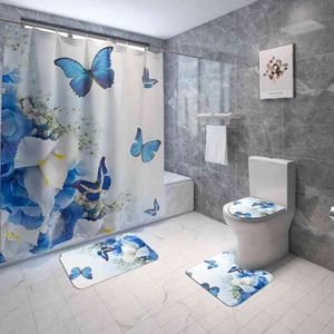 Ensemble de tapis de salle de bain en flanelle Tapis de bain et rideau de douche