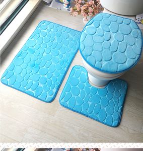 Flanel tapijt embossing badkamer toilet driedelige set vloermat absorberende antislip voet matten deur toiletbedekking afdrukken 50 * 80cm 50 * 40cm 43 * 38cm aangepaste logo