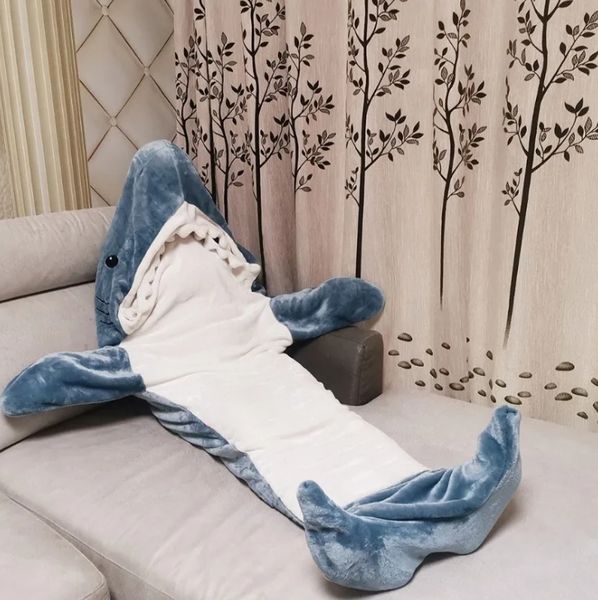 Sac de couchage en flanelle, pyjama une pièce, vêtements de salon, requin, sac de couchage