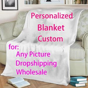 Flanel aangepaste deken op maat gemaakte warme dekens voor bedbank elke foto diy gepersonaliseerde aanpassing On Demand pluche 240510
