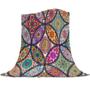 Flanel luxe gooi deken Boheemian Mandala bloemen Galaxy geometrische kunstprint lichtgewicht warm zacht zacht gezellig voor bankbankbed