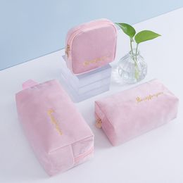 Sac de rangement de maquillage en flanelle pour femmes de grande capacité étanche et pochette à l'épreuve de l'humidité