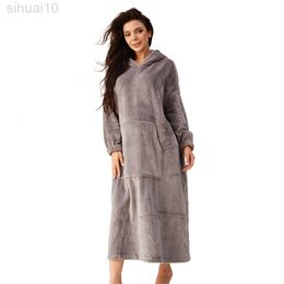 Flanel nachthemd pyjama's voor vrouwen uitgestrekt dikker uit één stuk pyjama's vrouwen winter warme nachthemd paren thuisdienst L220803