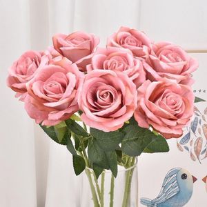Roses artificielles réalistes en flanelle, fleurs pour la saint-valentin, mariage, réception nuptiale, décorations de jardin de maison, vente en gros EE