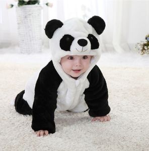 Flanel enkele laag kinderkleding pasgeboren peuter baby dierlijke romper outfits schattige panda jumpsuit playsuit kostuum zacht 0-24M