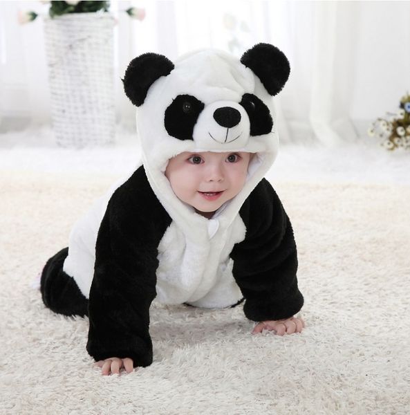 Flanelle une couche vêtements pour enfants nouveau-né enfant en bas âge bébé Animal barboteuse tenues mignon Panda combinaison combishort Costume doux 0-24 M