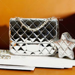 Bolsas de colgajo Star Coin Purse 10a Mirror 1: 1 Diseñador de calidad Bolsas de lujo Fashion Crossbody Bag Shoulde Mujer Bolsa de cuero de patente de 20 cm con caja de regalo WC445