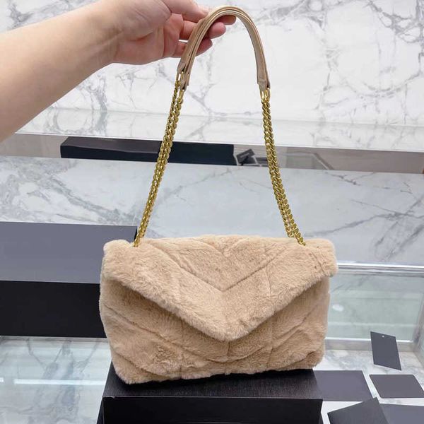 Bolso de hombro con solapa Bolso de piel Monedero de diseñador de felpa Cadena de nube Acolchado Vintage Bolso de mujer Cierre de lujo Compras Diseñador-Bolsos de invierno